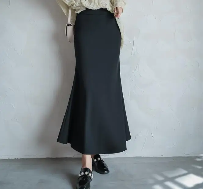 Cultiseed Женские однотонные длинные юбки женские новые осенние Высокая талия труба юбка-годе женские модные офисные повседневные юбки