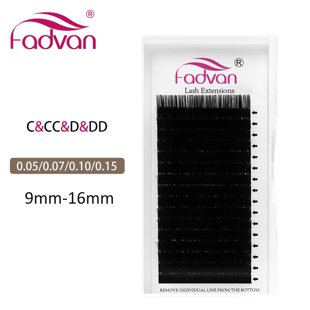 Fadvan-extensiones de pestañas de visón Natural, 16 líneas, rizado C/CC/D/DD, maquillaje Individual, extensión para Buidling