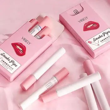 

4pcs Cigarette Shape Lipstick Matte Waterproof Matt Long-lasting Smoke Tube Lipstick Velvet Red Lip Tint Makeup