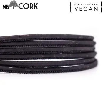 

10 meters Black 3mm round cork cord COR-495