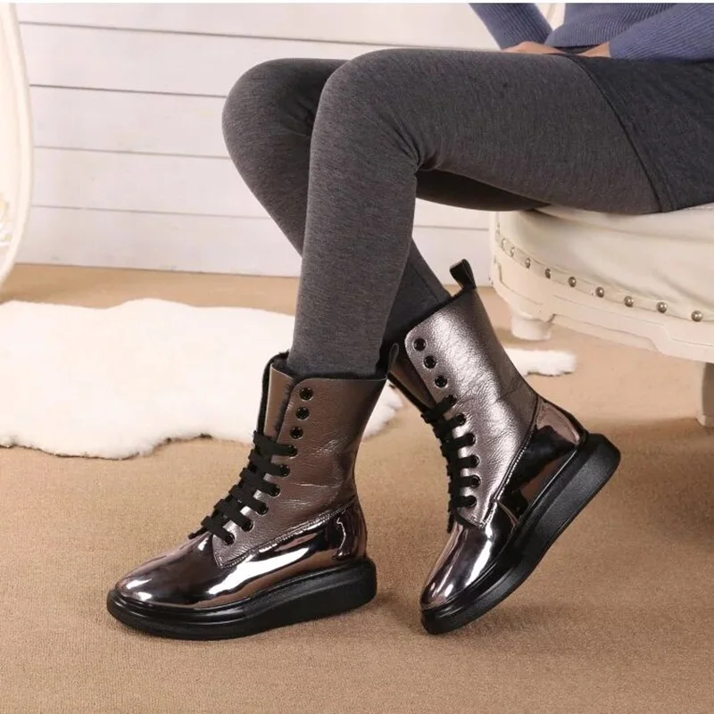 Skup Marka moda faux futro zimowe buty śniegowe damskie botki ciepłe buty wysokiej jakości płaskie platformy z okrągłym czubkiem obuwie damskie