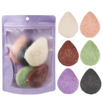 

6pcs Natural Konjac Sponge Cosmetic Puff Face Exfoliator Wash Cleaning Sponge Facial Cleanser Tool;6pcs Natural Konjac Sponge C