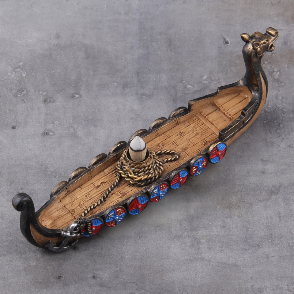 HenTuha Viking Ship Incense Holder - Resin Dragon Boat Ornament, Home Decoration - View #11