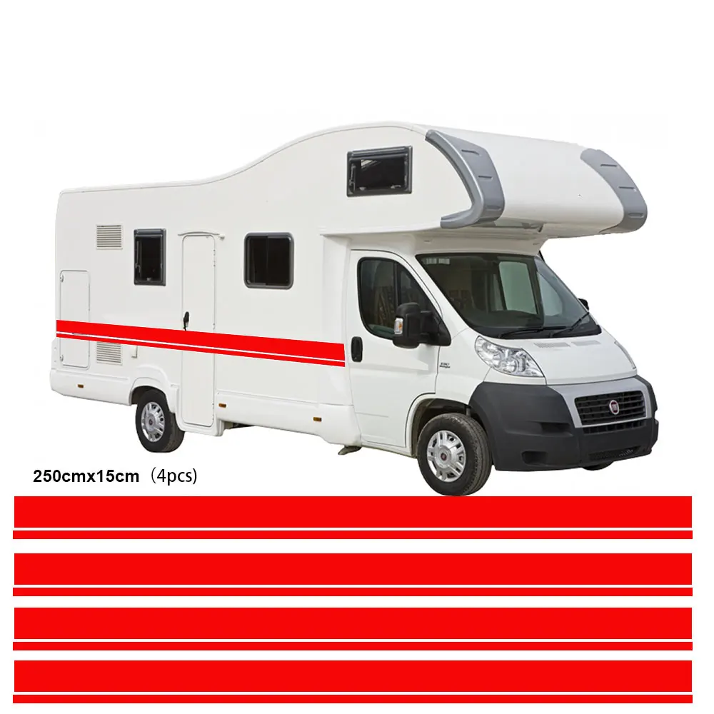 

4pcs MOTORHOME VINYL STRIPES GRAPHICS STICKERS DECALS CAMPER VAN CARAVAN tu-750