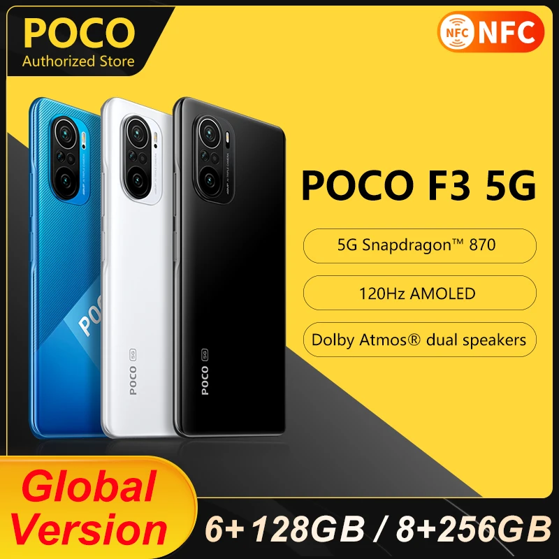 Смартфон глобальная версия POCO F3 8 ГБ 256G Snapdragon 870 восемь ядер 5G 6 67 дюйма 120 Гц E4 AMOLED