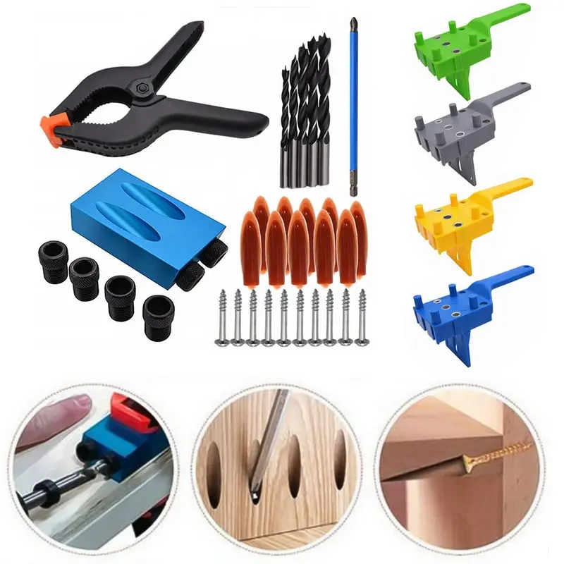 

Hot Dowel Jig 6 8 10mm Wood HSS Drill Bits Woodworking Jig ABS Plastic pocket hole jig Drill Guide Tool For Carpentry