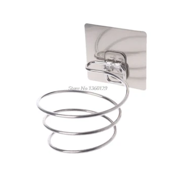 

Hair Dryer Holder Blower Organizer Adhesive Wall Mounted Nail Free No Drilling Stainless Steel Spiral Stand For Bathroom Whosale