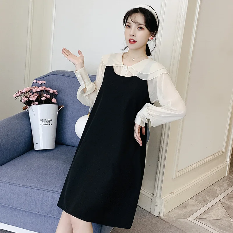 

Maternity Clothes Dress 2020 Fashion Large Size Fat Mm Dress Spring Two-Piece Set Online Celebrity Nursing Maternity Clothes