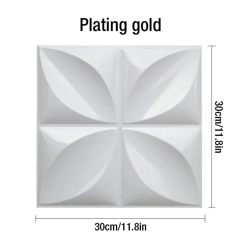 6 шт., 30x30 см, цветные 3D настенные панели с металлическим покрытием для автомобиля, цветок розы, гальванические 3D наклейки на стену, свадебные, вечерние, фоновые, настенные, художественные - Цвет: Plating gold