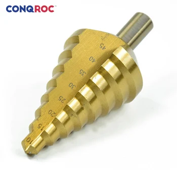 

10~45mm Step Drill Bit Titanium Coated Triangle Shank HSS4241 Pagoda Drill Bit Metal Hole Cutter Hole Opener
