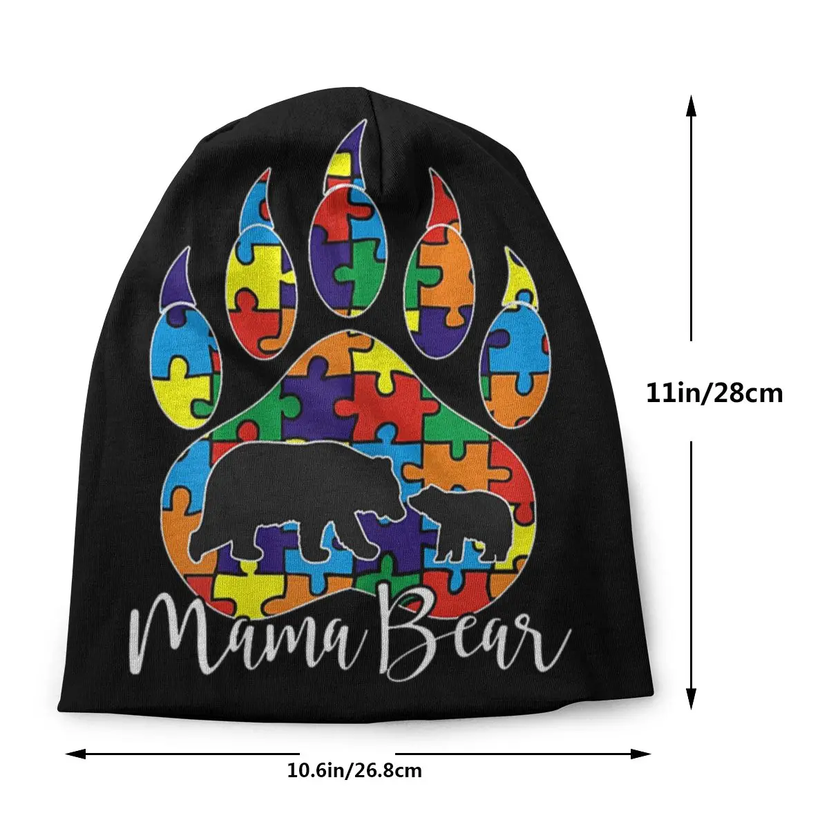 Proud Mama Bear Paw Autism, унисекс, повседневная шапка для взрослых, зимняя теплая вязаная Лыжная шапка с рукавами Skully Beanies