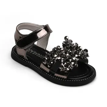 

New Kids Summer Sandals Rhinestone Glitter Boutique Toddler Baby Dress Shoes Size 21-36 Girls Flat Roman Beach Bohemian Shoes