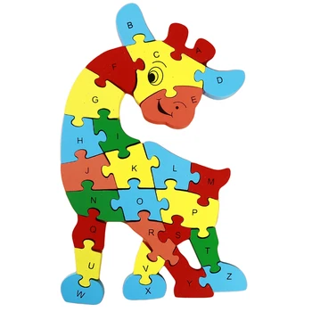 

Wooden Puzzle Intelligence Cognition Back Deer Shape Alphanumeric Puzzle Children Early Education Cognitive Toys