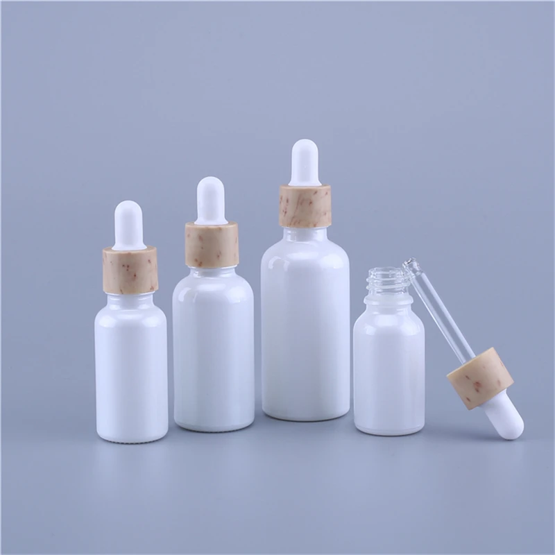 6pcs/lot 15ml 20ml 30ml 50ml Pearl white Essential Oil Bottle Serum Bottles Glass Cosmetic Packaging with Dropper | Красота и