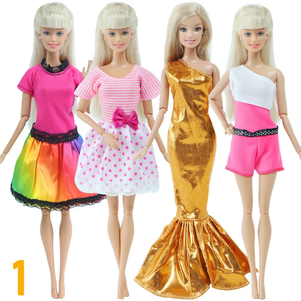 Kleeder fir Barbie Poppen 5 Stécker - Accessoiren Kleeder verschidde Sets