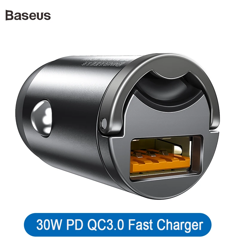 

Baseus 30W Car Charger For iPhone 8 8P XS XR XS Max USB-A/Type-C Fast Charger 3.0 Car Quick Charger For Samsung S9+ S8 S7 6