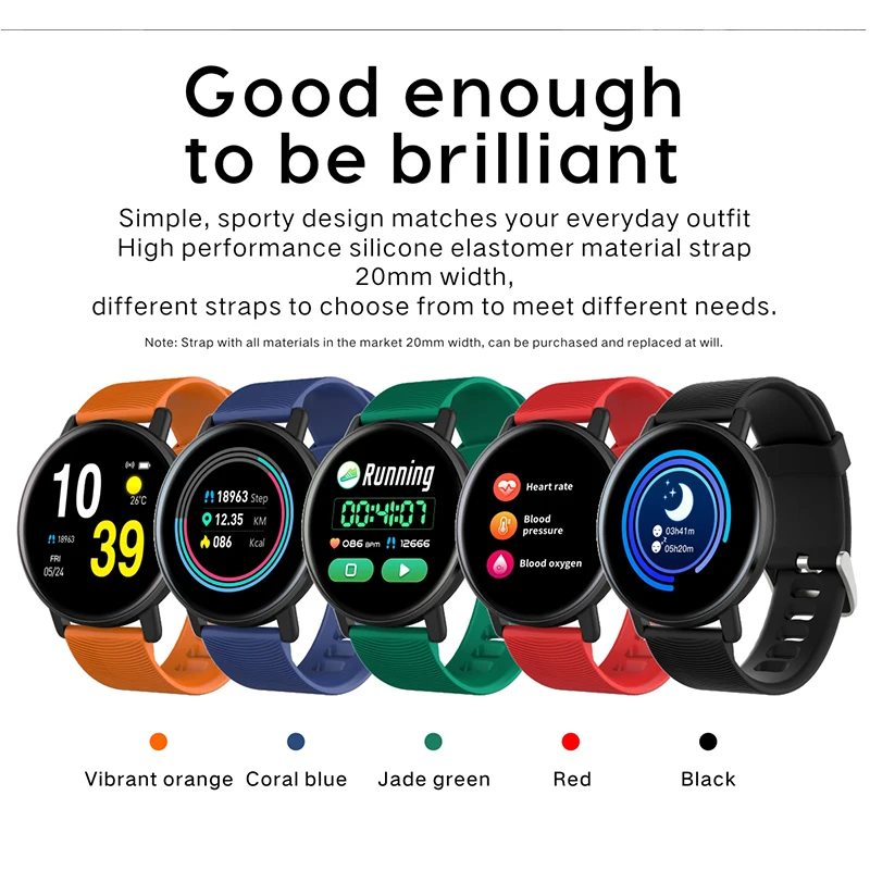 Letike новые H5 круглые умные часы полный экран сенсорный мониторинг здоровья и спортивный режим и Часы-Будильник спортивные часы