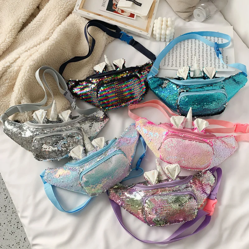 

2020 New Style Early Spring Sequin Unicorn Square Sling Bag Cute Animal Shoulder WOMEN'S Bag