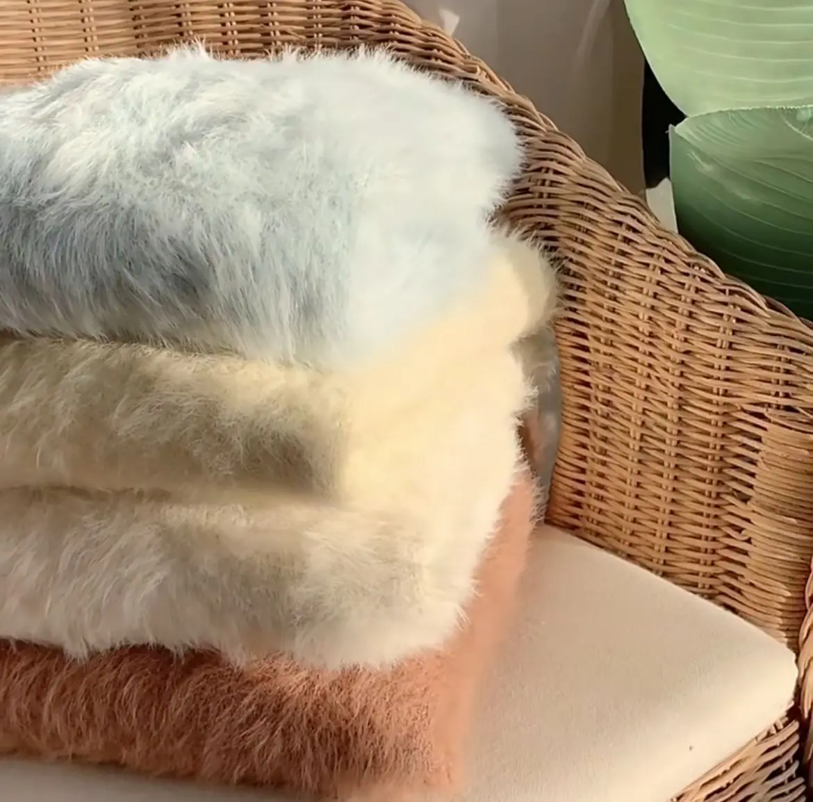 

Women's Faux Mink Fur Pullover V Neck Sweater Autumn Winter Long Sleeve Loose Jumper Lady Solid Color Hairy Knitting Top
