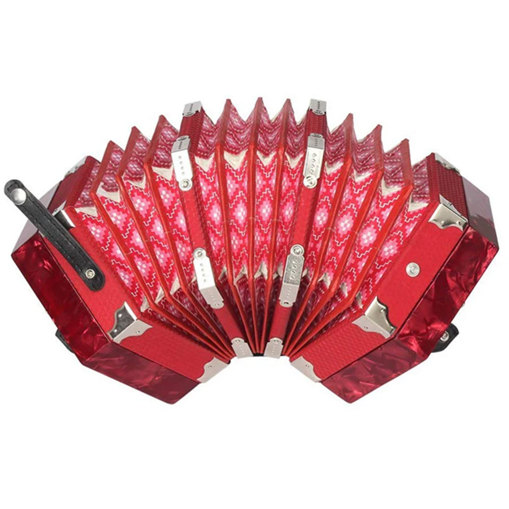 Red Concertina аккордеон 20-Button 40-Reed Anglo style с сумкой для переноски - Color: Red