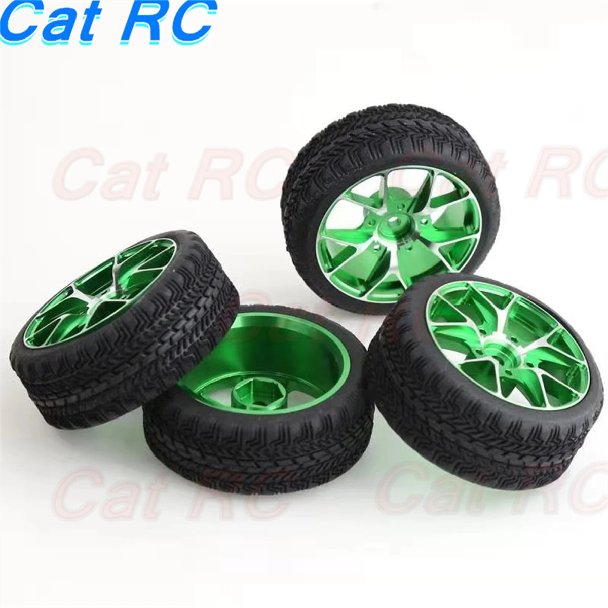 4pcs Metal Wheel Rim Hub Rubber Tire Tyres Universal For 1/10 RC On-road Racing Car Drifting HSP 94123 94122 FW06 TT01 02 catRC