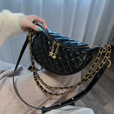 black DORANMI Роскошные брендовые дизайнерские Поясные Сумки поясная сумка для женщин ромбовидная решетка через плечо сумка женская поясная Сумка BG022 - Цвет: black