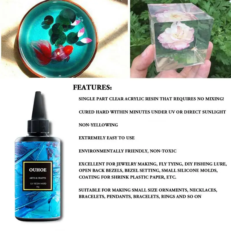 Hard Uv Resin Glue Crystal Clear Ultraviolet Curing Epoxy Resin Uv Glue Solar Cure Sunlight