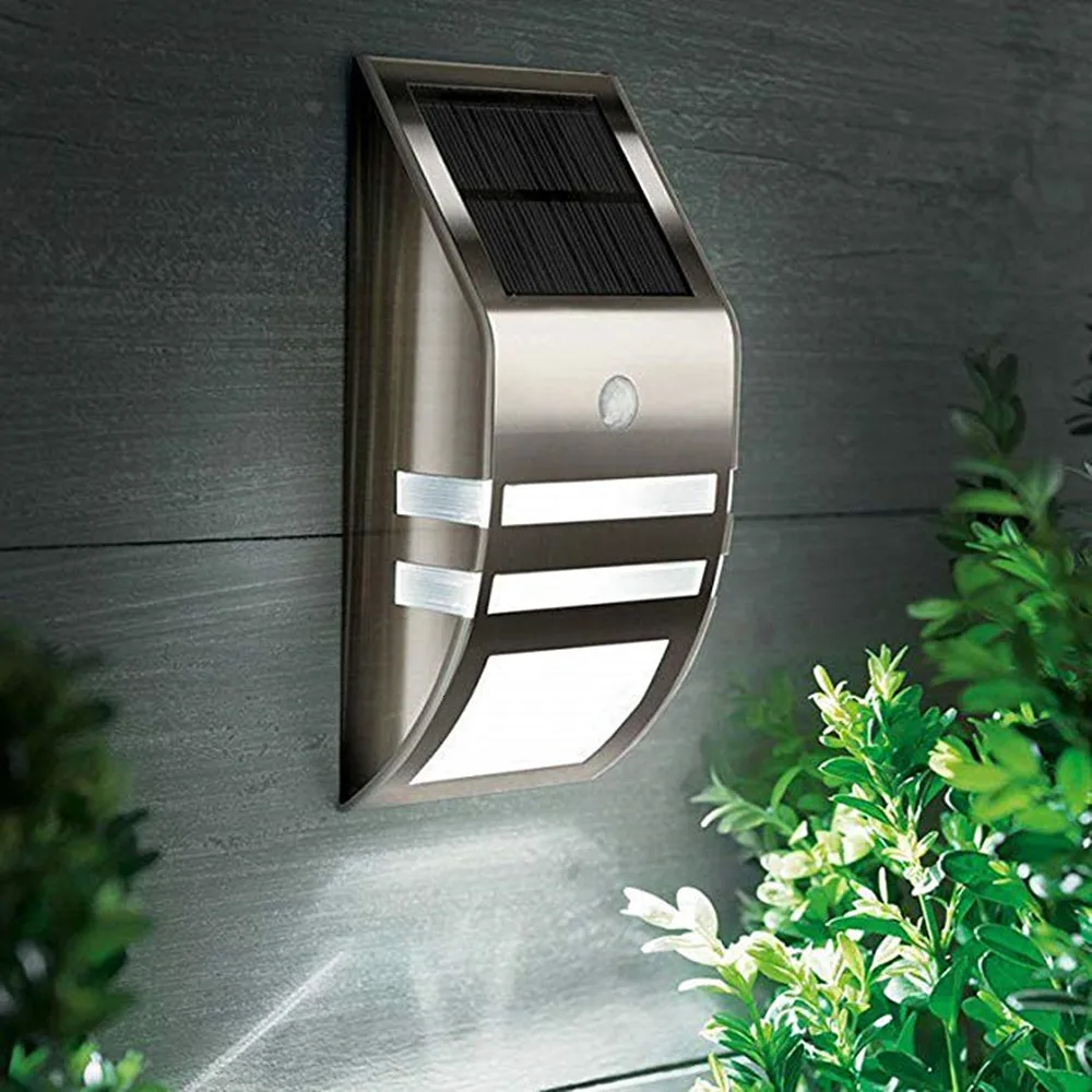 LED Solar Light Solar Garden Light 5LEDS For Wall Patio Fence Stairs Stainless Steel Waterproof Outdoor Light With Motion Sensor (2)