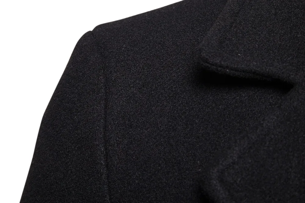 ZUSIGEL Новые однотонные черные Для мужчин Тренч Slim Fit отложной воротник Тренч Masculino длинный рукав Для мужчин s длинное пальто