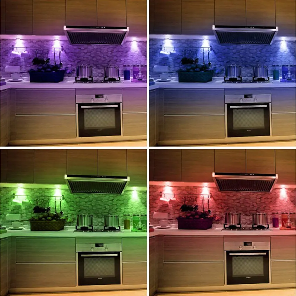 Беспроводной светодиодные светильники для освещения шкафа Rgb Цвет изменение Точечный светильник с пультом дистанционного управления Управление сенсорный Сенсор светодиодный ночной Светильник