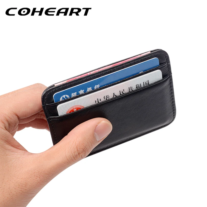 COHEART супер тонкий мягкий кошелек из 100% овчины натуральная кожа мини для кредитных