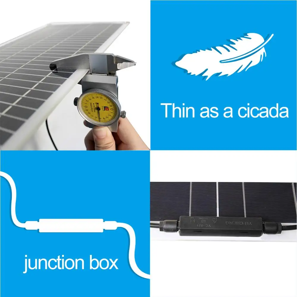 Carregador de Bateria Energia para Acampamento Pannel Painel Solar Etfe Sistema Kit Completo Caminhadas Ourdoor 400w 100 12v 18v - Image 4