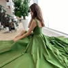 UZN New Arrival Green Satin Bustier A-Line Prom Dress Elegant Straps Evening Dress Plus Size Split Party Dress ► Photo 3/5