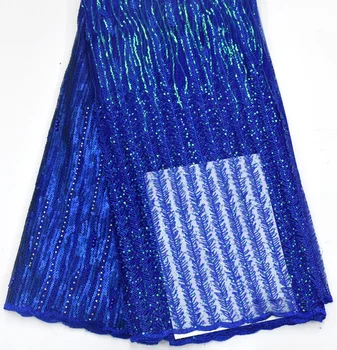 

royal blue lace fabric french laces fabrics high quality tulle french tissu perlage dubai african sequence lace fabric 5yard