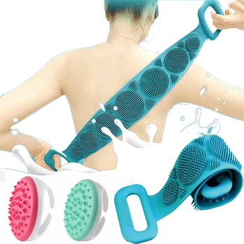 

Magic Silicone Brushes Bath Towels Rubbing Back Mud Peeling Body Massage Shower Extended Body Scrubber Skin Clean Shower Brushes