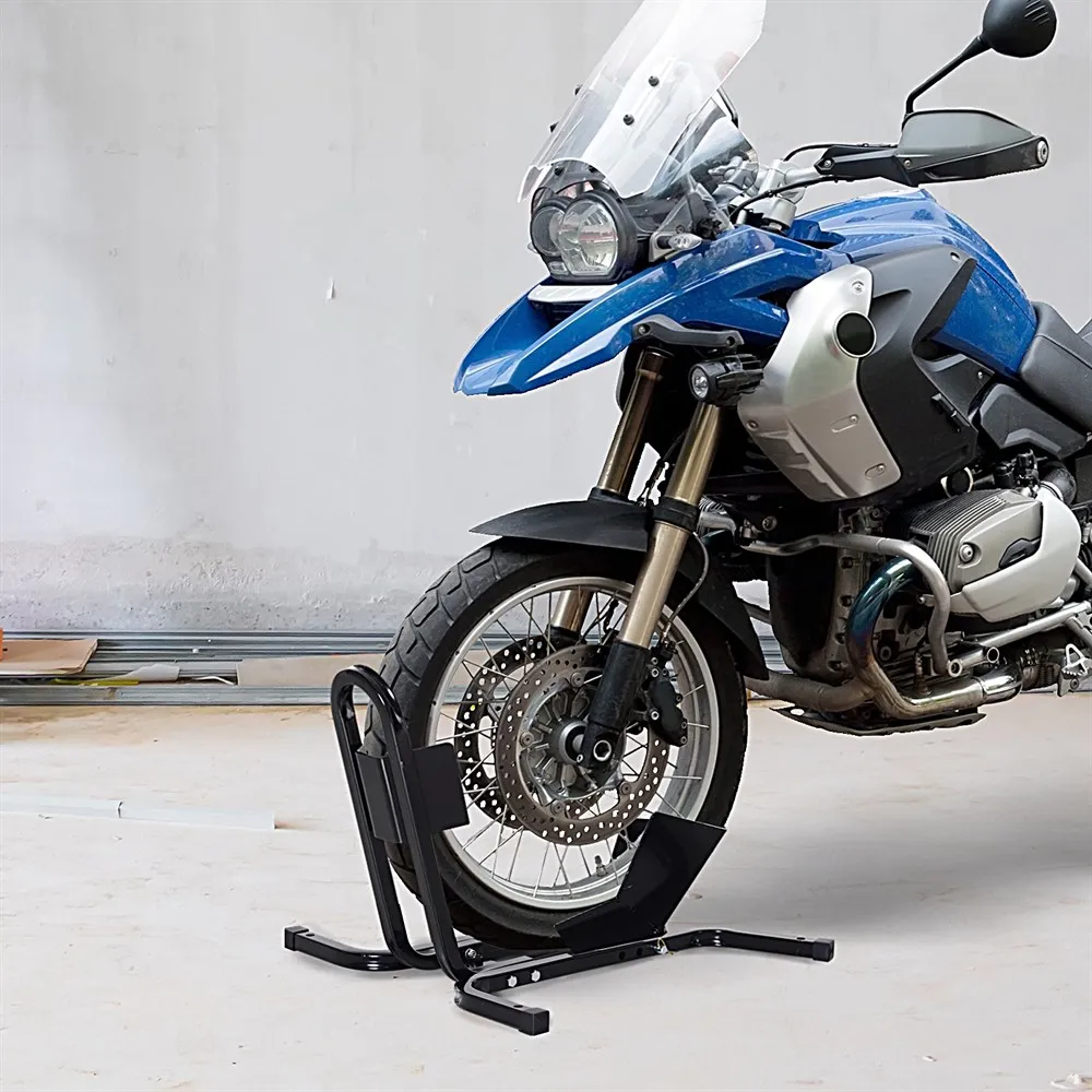 Homcom Adjustable Motorcycle Parking Metal Motorcycle Wheel Support for ...