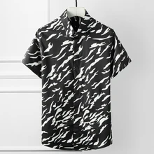 Повседневная мужская рубашка с коротким рукавом брендовая качественная хлопковая рубашка с принтом для мужчин, тонкие рубашки для мужчин, большие размеры 4XL Camisas