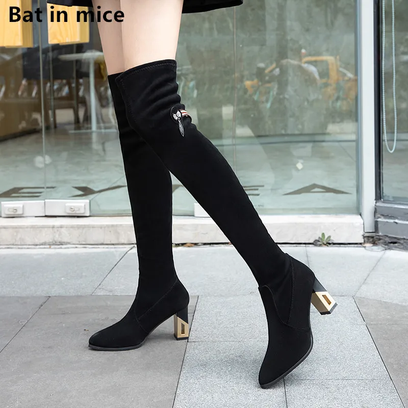 Autumn Winter women Thigh High Boots women warm Snow Boots Casual
stretch Fabric Casual women Over-the-Knee boots mujer T474