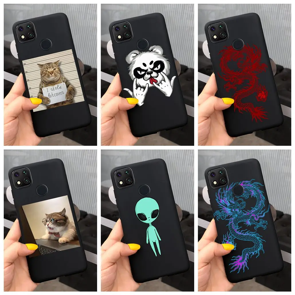Чехол для Xiaomi Redmi 9C черный дракон животное мягкий силиконовый чехол телефона xiomi