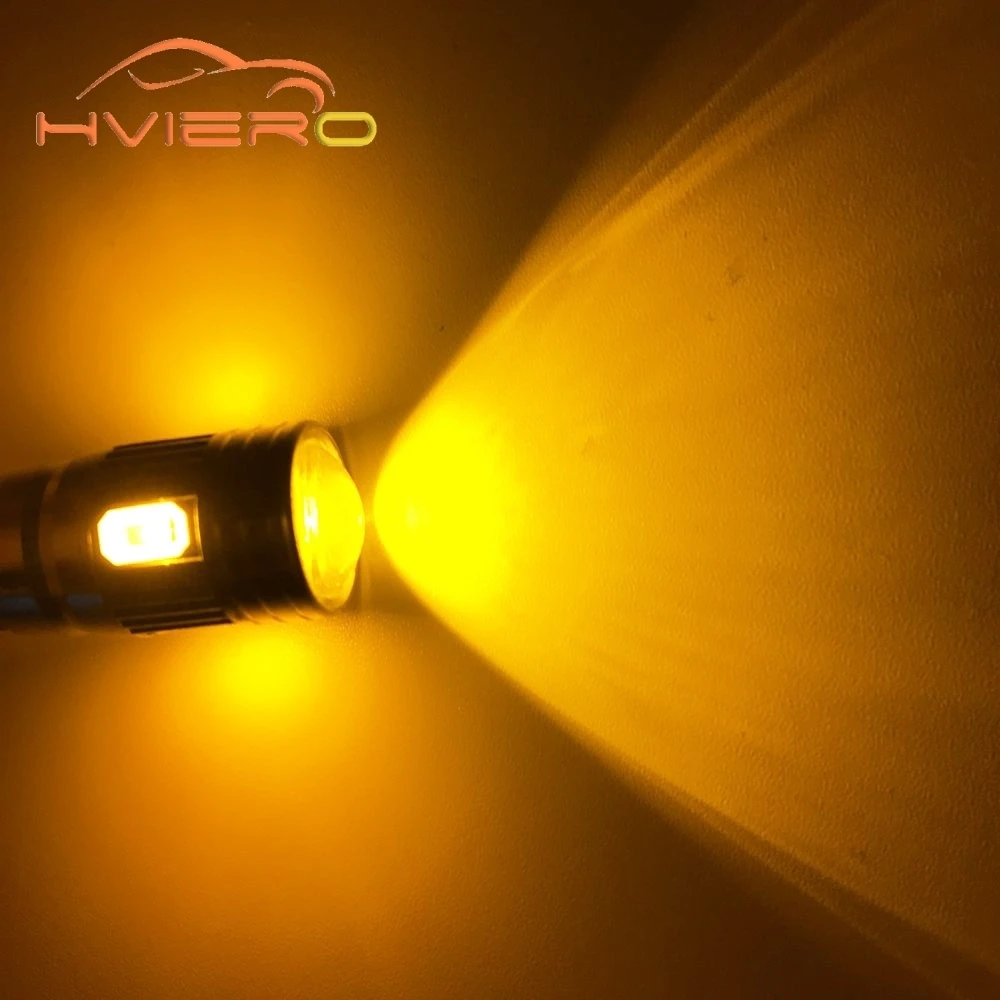 Hviero 2Pcs T10 W5W Interior Xenon White blue red LED CANBUS 6SMD 5630 Lens Projector Solid Aluminum Bulbs Side Marker Parking Light