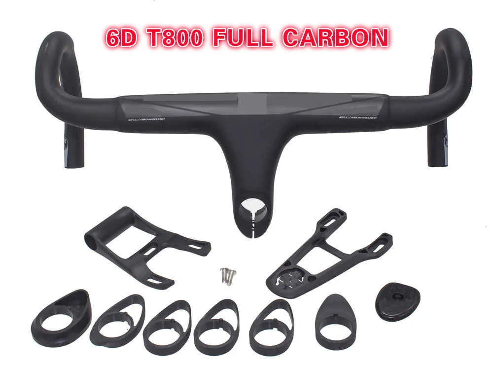 

6D T800 Full carbon handlebar Integrated Drop Bar 28.6mm UD Weave With Bike Computer Mount Special Spacer light mount