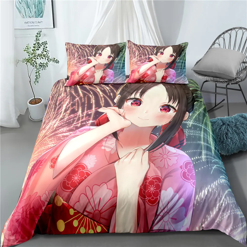 

Anime Kaguya Sama Home Textile Pillow Case 3D Bed Linen Duvet Covers Kids Comforter Bedding Sets Bed Set Home Decor Bedding
