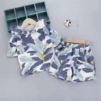 

Children Summer Cotton Garment Baby Boys Girls Candy PRINTE Feather Hoodies Short 2 Pcs/Set Kids Short Sleeve Twinsets Tracksuit