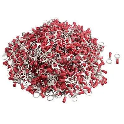 

1000 Pcs RV1.25-10 AWG 22-16 Red Sleeve Pre Insulated Ring Terminals Connector