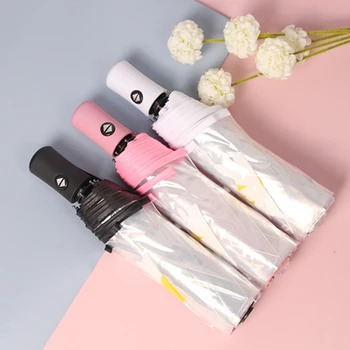 

Fully Automatic Female Transparent Umbrella Luxury Fashion Men Auto Folding Rain Unmbrella Outdoor Windproof Clear Women Parasol