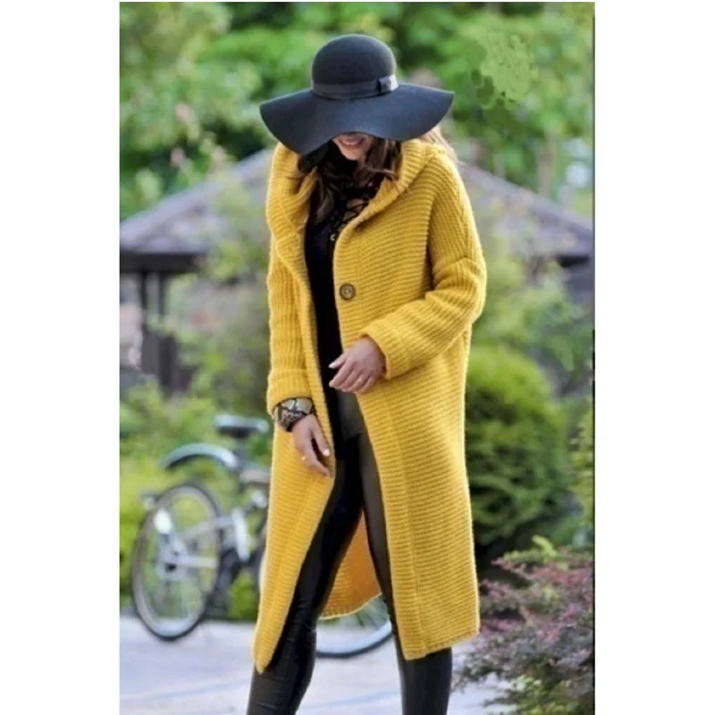 WEPBEL осенне-зимний женский с капюшоном пальто кардиган свитер женский Одноцветный толстый мягкий модный длинный плюс размер S-5XL