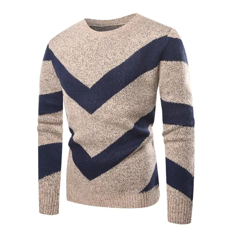 Men Sweater 2019 Winter O-Neck Men Sweater Irregular Thick Splice Color Casual Fit Pull Homme Youth Teens Knitted Sweater XL