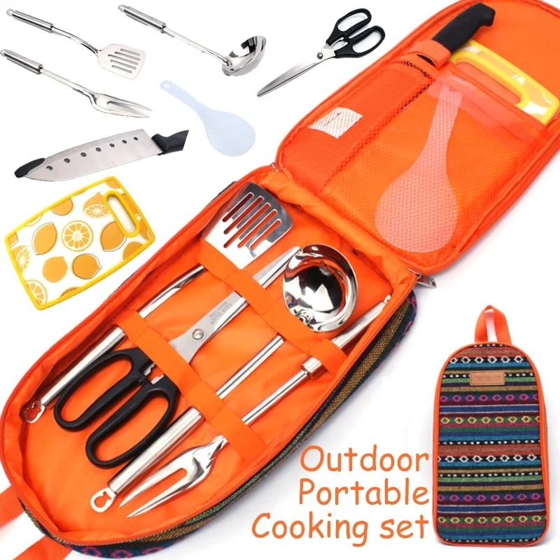 

Picnic Backpacking Cook Set Picnic Kitchen Utensils Outdoor Camping Hiking Cookware Backpacking Cooking Picnic Set 7pcs