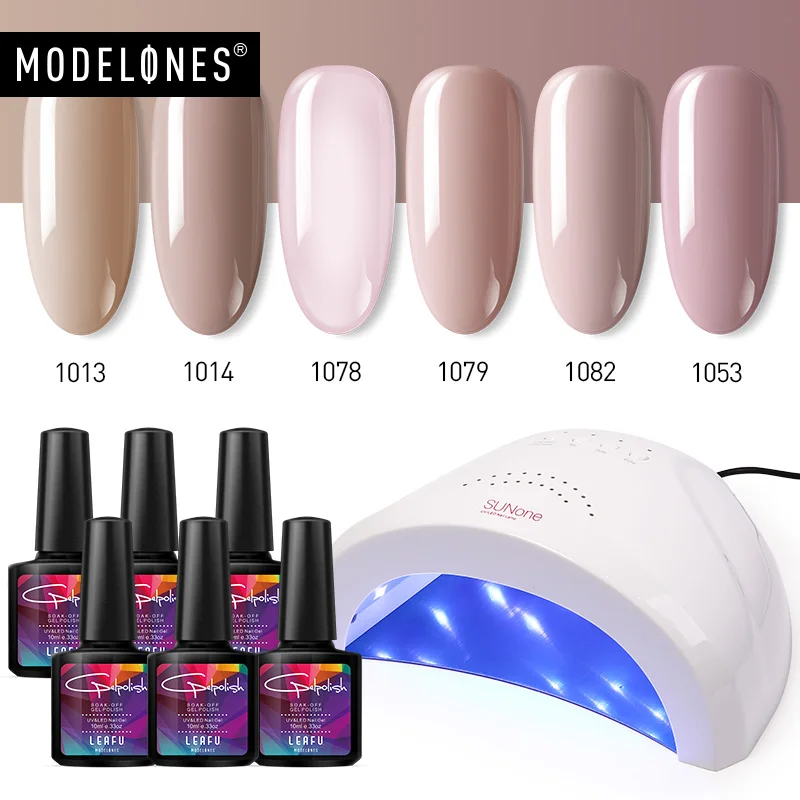 Modelones 7Pcs/Lot Nail Lamp Semi Permanent Led Gel Polish Kits Smart Sensor 36W/48W UV Lamp Nail Cure Machine Gel Lacquer Kits - Цвет: 48W LED LAMP KITS