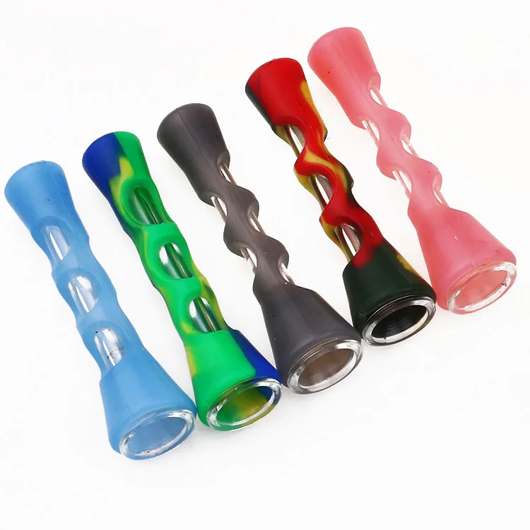

5pcs pack Portable Silicone Pipe glass Tube Tobacco smoking Pipe Filter Cigarette Holder